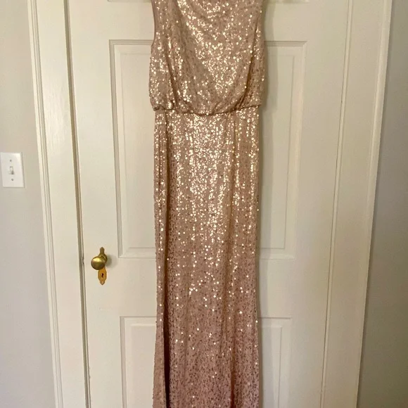 David’s bridal gold sequin formal dress. EUC Worn once.  XS. - Picture 3 of 10
